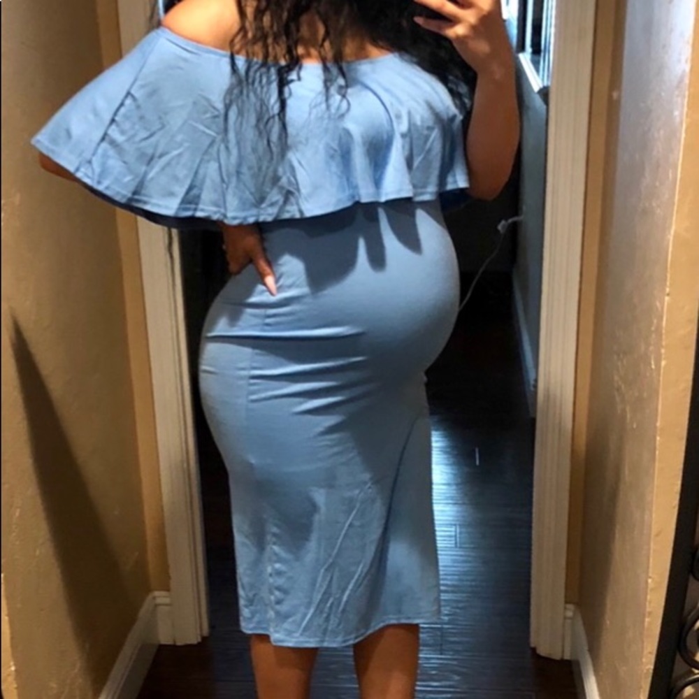 Light blue maternity dress